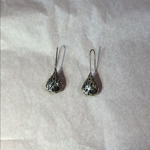 Handmade Sterling Silver Pierced Teardrop Earrings